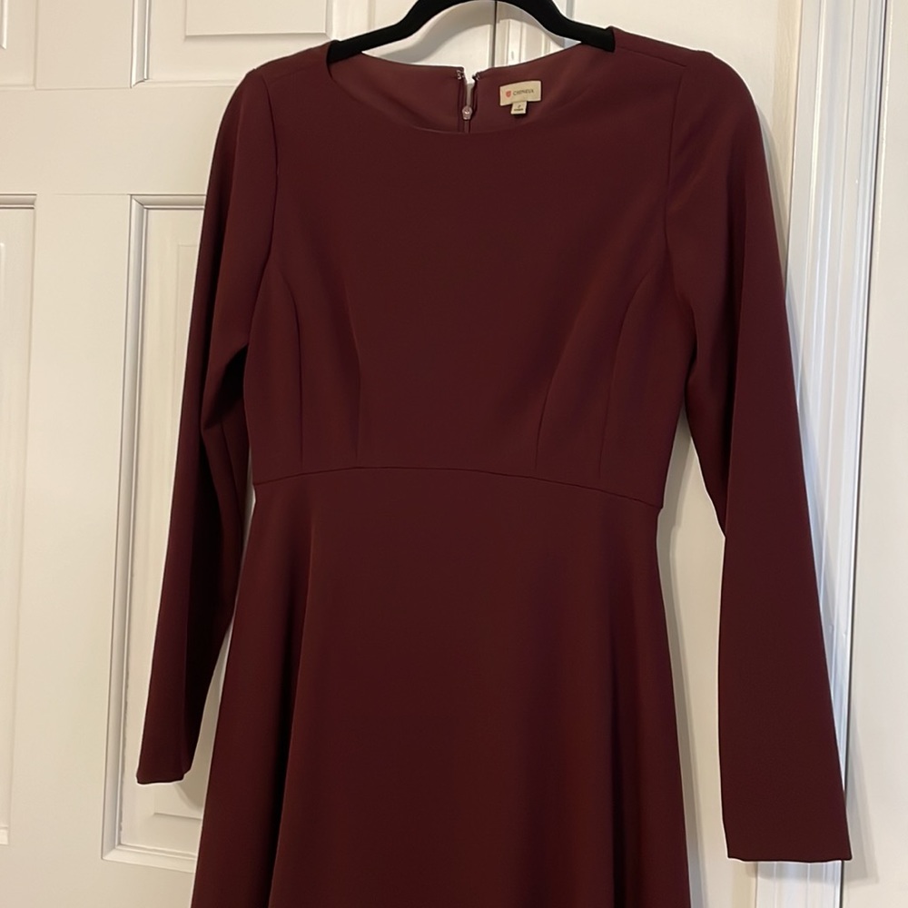 Maroon Long Sleeve Dress - Picture 4 of 4